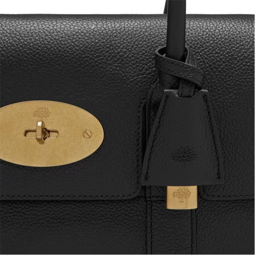 Mulberry Black Leather Tote with Gold Accents - Picture 2 of 9